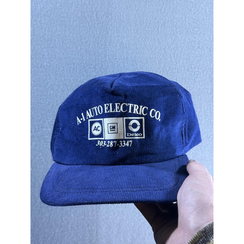 Vintage‎ A-1 Auto Electric Co Hat Cap Snap Back Mens One Size Blue Corduroy GM